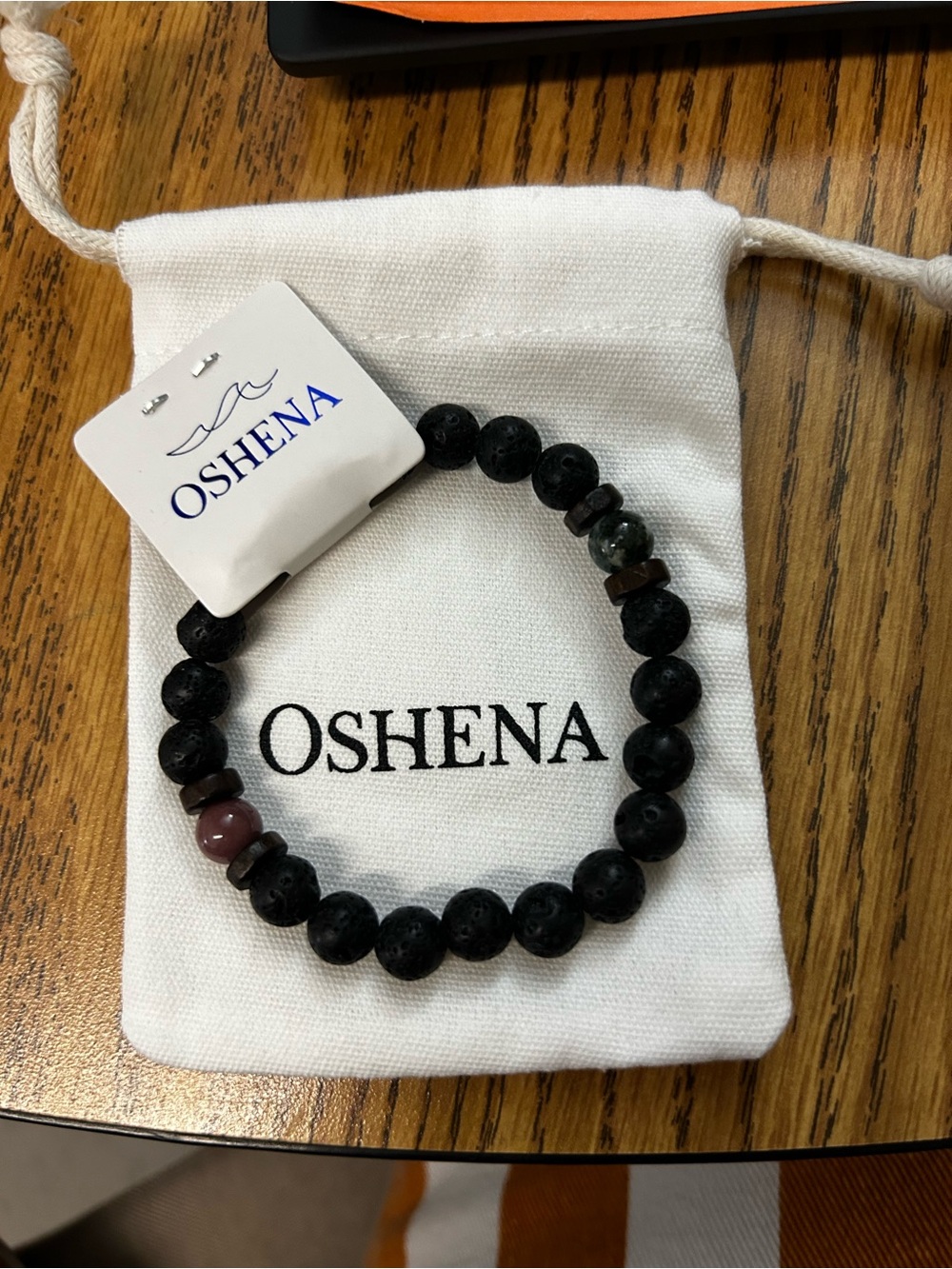 Oshena Moss Agate, Jasper, and Lava Stone Stretch Bracelet